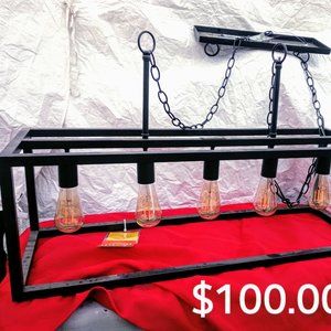 6LT CHANDELIER BLACK IRON